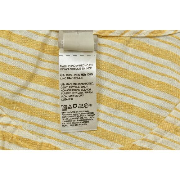 NEW Chico's Yellow Sunny Stripe Maxi Dress Size 2 US 12 Textured Linen - Picture 8 of 8